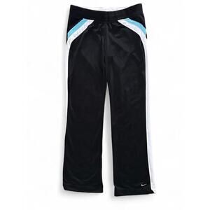 Nike Y2K Women’s Black Track Pants Blue White Stripe Adjustable Waistband Medium